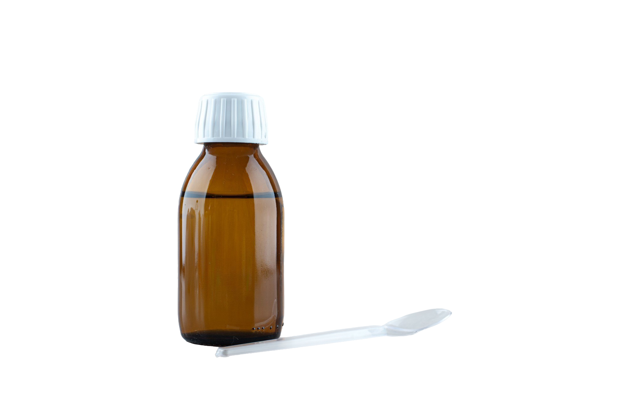 jar medicine drink with plastic spoon
