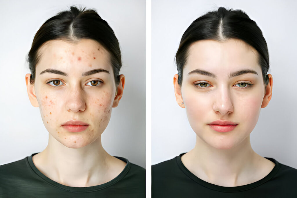 before after emulsion application demonstrating skin texture improvement generative ai 437323 31473 1